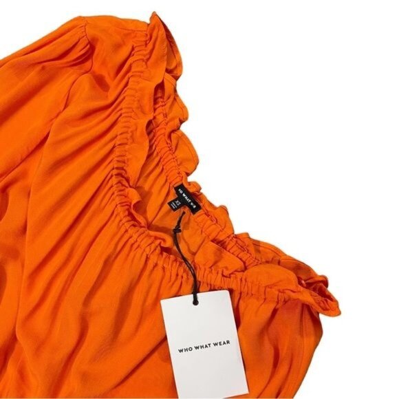 Who What Wear Orange One Shoulder Midi Dress, XS - Picture 5 of 8